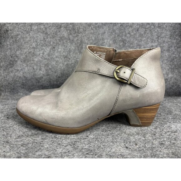 Dansko Boots Womens Size 9.5-10 Gray Leather Ankle Booties Zip Buckle 3132211200 - Picture 1 of 8